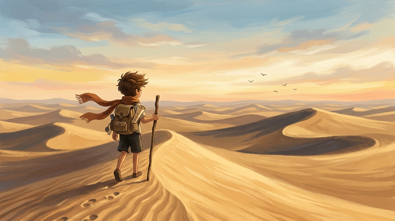 Golden sand dunes at sunset